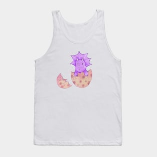 Cute baby dinosaur triceratops hatching from an egg Tank Top